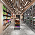 Modern Supermarket Department Store Interior With Shelves And Various Products