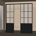 Modern Interior Sliding Doors Design With Glass Panels And Gray Frames 3d model