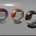 Stylish Modern Single Sofa With Spherical Design Red Orange Brown Colors And White Cushion