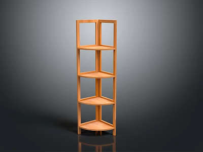 Wooden Multi Tiered Corner Shelf with Modern Design for Home Storage and 3d model