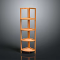 Wooden Multi Tiered Corner Shelf with Modern Design for Home Storage and
