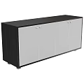 Modern Entryway Side Cabinet With White Doors Black Frame And Metal Handles