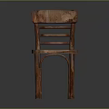 Rustic Wooden Leisure Chair Featuring Slatted Back Curved Legs And Simple Design