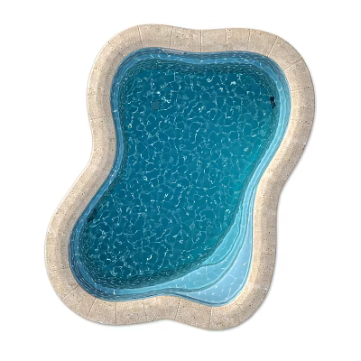 Clean Irregular Shaped Swimming Pool With Clear Blue Water And Light Colored Tile Edge 3d model