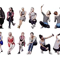 Women in Various Poses and Different Outfits Sitting Standing and Taking