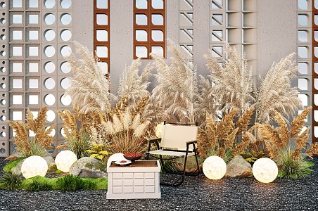 Phragmites australis plant combination wheat ear flowers and plants Pennisetum moon light plant pile 3d model