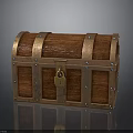 Vintage Wooden Chest With Metal Straps Brass Lock And Decorative Nails