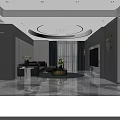 Modern Living Dining Room Interior Design With Gray Sofa Round Rug And Green Plants
