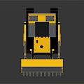 Yellow Bulldozer Construction Vehicle With Large Blade And Tracks On Dark Background