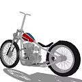 Stylish Vintage Custom Motorcycle In White And Red With Large Wheels And Classic Design