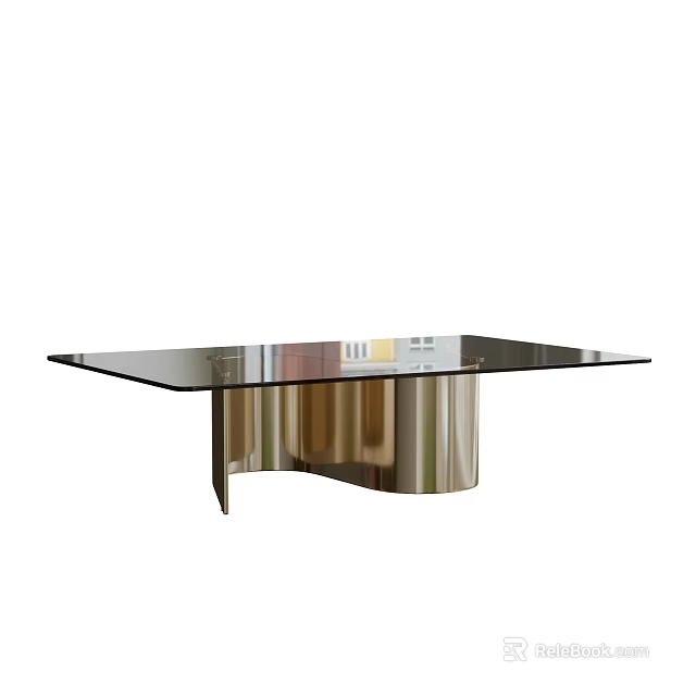 Sleek Modern Coffee Table With Glass Top And Curved Metal Base Design 3d model 