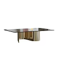 Sleek Modern Coffee Table With Glass Top And Curved Metal Base Design