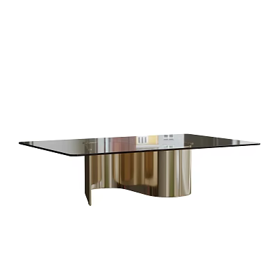 Sleek Modern Coffee Table With Glass Top And Curved Metal Base Design 3d model