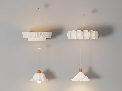 Elegant Modern Pendant Lights With Diverse Shapes And White Design For Interior Decor 3d model