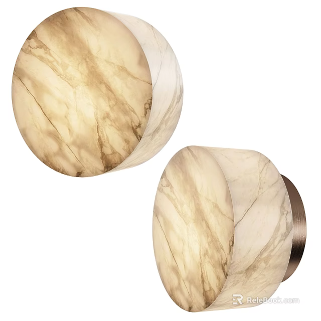 Elegant Modern Wall Lamp Featuring Marble Pattern Circular Shade And Sleek Contemporary Design 3d model
