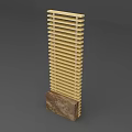 Decorative Screen with Vertical Wooden Slats and Sturdy Marble Base for Home Interior