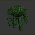 Stone Golem Creature With Green Moss And Glowing Circular Patterns On Body