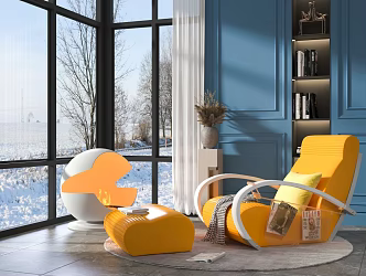 Modern Living Room Fashion Sofa European Style Modern Balcony Leisure Recliner Sofa Modern Fireplace 3d model