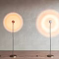 Modern Indoor Floor Lamps With Round And Square Heads And Circular Light Projection