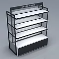 Boutique Display Shelf With Multiple White Shelves Black Frame And Bottom Cabinets