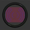 Cartoon Scene of Round Device with Purple Ripples and Green Frame on Dark Background