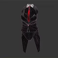 Black Bodysuit with White Shirt Collar and Red Tie Modern Fashion Style