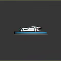 Futuristic White Car Model On Circular Platform With Blue Glowing Lines 3d model
