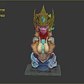 Mythical Female Creature Bust Featuring Green Skin Elaborate Headpiece Blue Gemstones And Wave Base