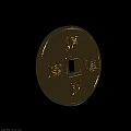 Ancient Chinese Golden Coin Featuring Circular Shape Square Hole And Carved Characters