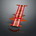Stylish Lounge Chair With Wooden Frame And Woven Red White Striped Seat