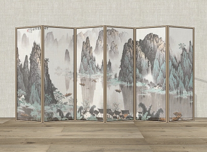 New Chinese Style Screen Partition 3d model