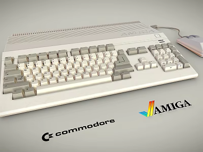 Commodore Amiga Vintage Retro Computer Keyboard With Mouse And Classic Design 3d model