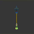 Green Vintage Street Lamp With Ornate Metal Post And Decorative Design