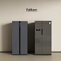 Poliform Modern Double Door Refrigerators With Sleek Grey Finish And Minimalist Design
