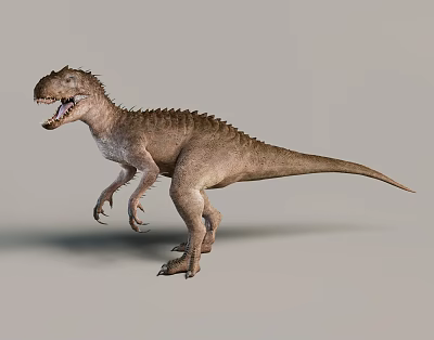 Realistic Reptile Dinosaur With Sharp Teeth Scaly Skin Standing Open Mouth 3d model