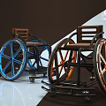 Modern Medical Wheelchair With Leather Seat Durable Frame And Blue And Orange Wheels