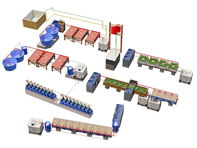 Aquatic farming system greenhouse farming irrigation equipment vegetable garden vegetable field farming cultivation equipment 3d model