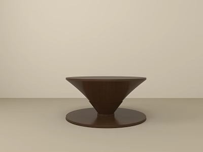 Modern Wooden Coffee Table With Round Top And Conical Base Design 3d model