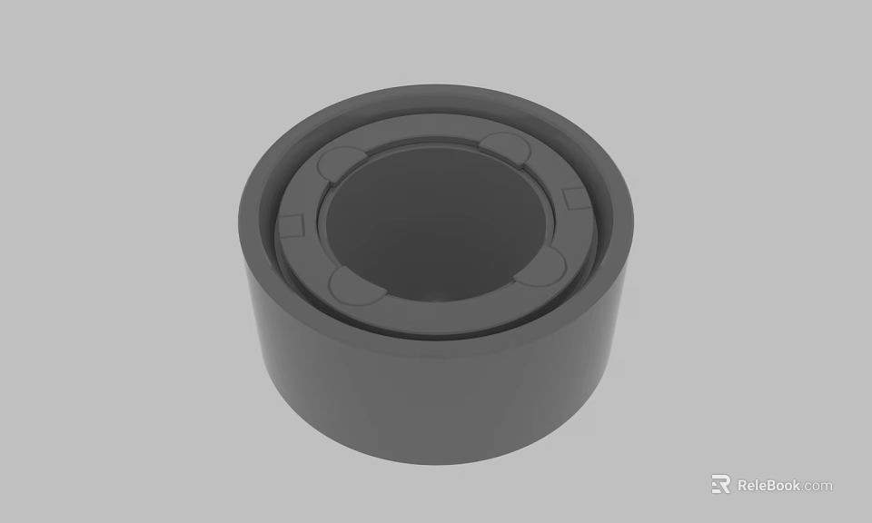 Gray Cylindrical Mechanical Bearing Component With Recessed Center And Smooth Surface 3d model 