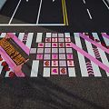 Decorative Valentine's Day Square Pavement With Heart Patterns LOVE Letters And Pink Ribbons