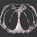 Fashionable One Piece Swimsuit With White Base Colorful Sprinkles Print Halter Neck Deep V Design
