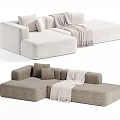 Cream Style Sofa Double Sofa Small Sofa Fabric Sofa Casual Sofa L-shaped Sofa Right Angle Sofa Milk White Sofa 3d model