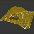3D Landscape Model Featuring Mountain Range Lakes Snow Covered Peaks And Green Vegetation
