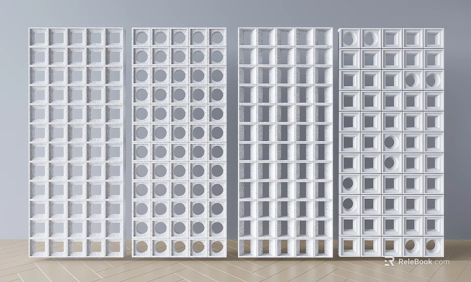 White Room Dividers With Different Geometric Cutout Patterns For Interior Spaces 3d model