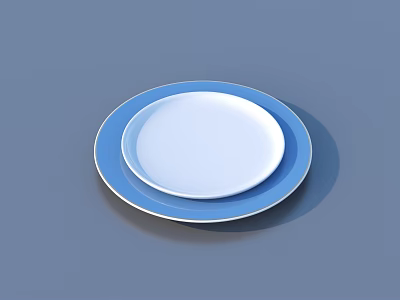 Modern Blue and White Ceramic Dinnerware Set with Stacked Plates 3d model
