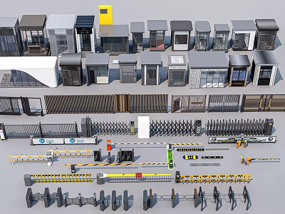 Diverse Building Entrance Structures Railings Gates And Facilities Design Collection 3d model