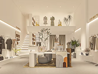 Modern Clothing Store Clothing Shoes Store 3d model