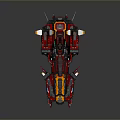 Sci Fi Spaceship With Red Yellow Accents And Mechanical Wing Structures 3d model