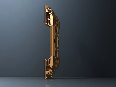 Golden Metal Structural Component With Holes And Connecting Design Features 3d model