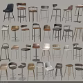 Diverse Modern Bar Stools With Multiple Designs And Materials For Home Use 3d model